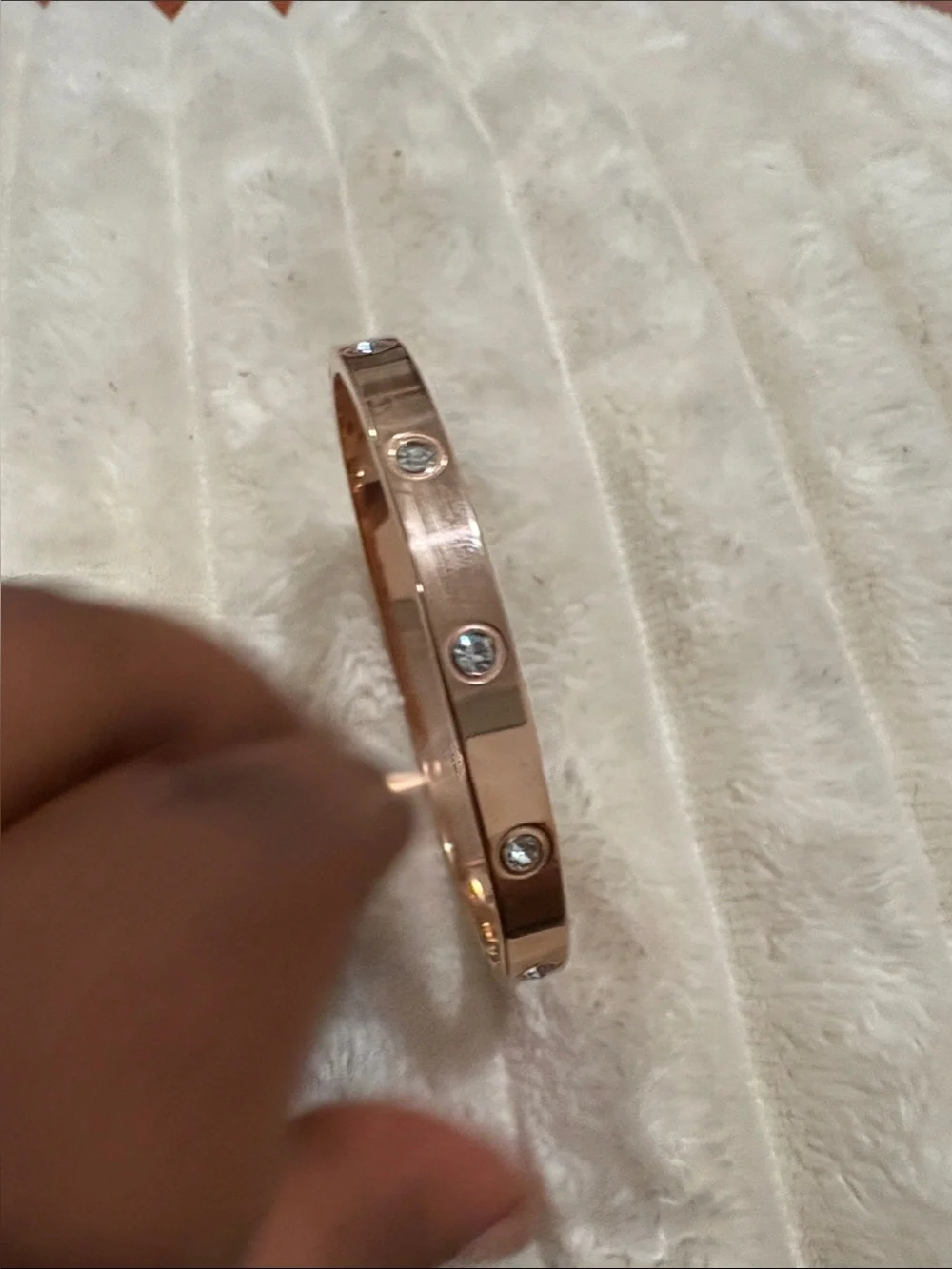 Elegant Rose Gold Crystal Accent Bangle Bracelet